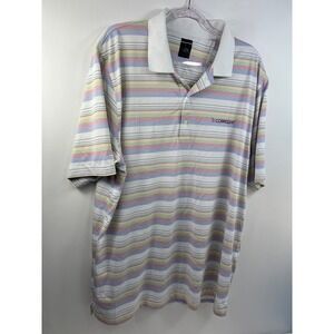 Page & Tuttle Golf Polo Men's Size XL White/Multicolor Stripes Copperleaf Logo